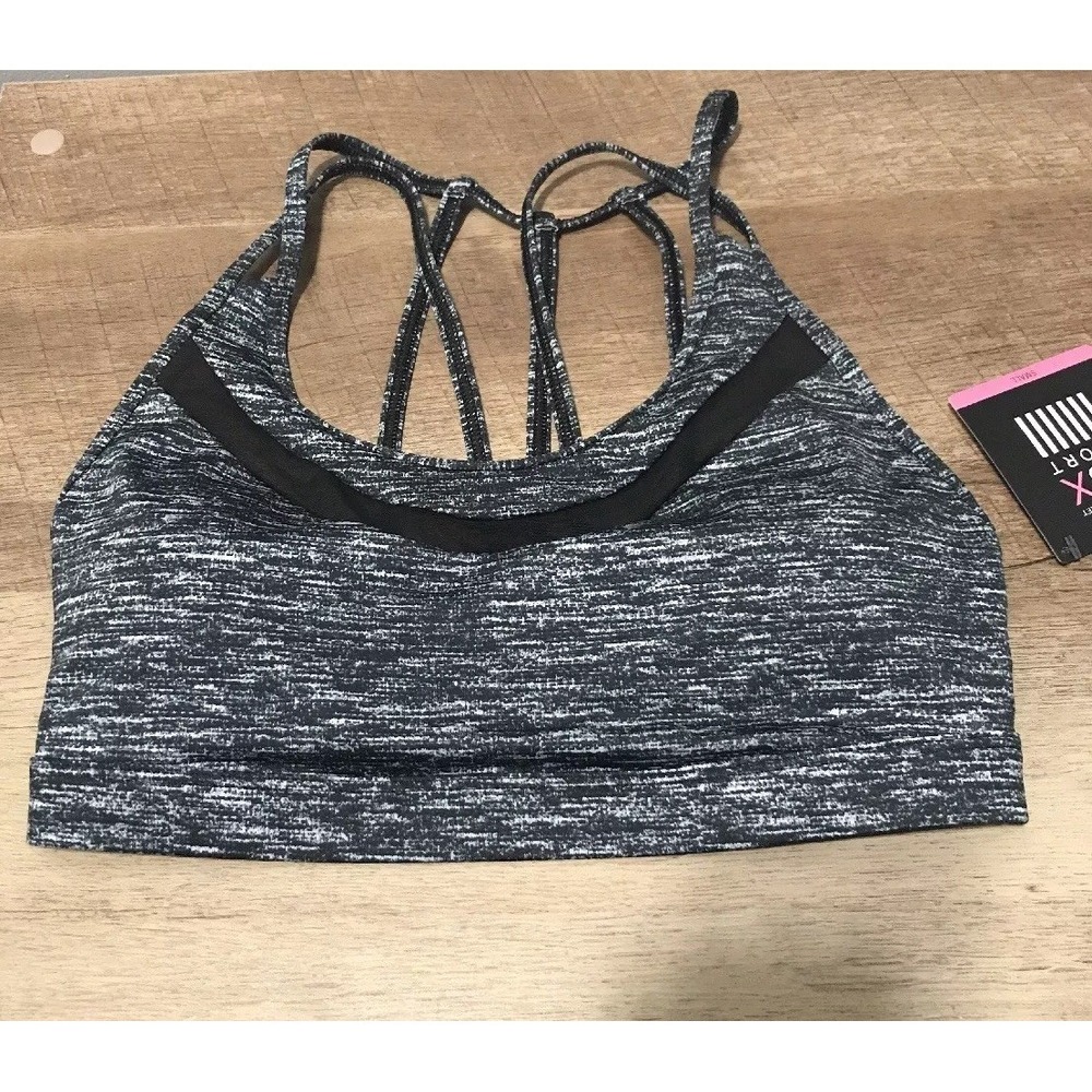 VSX Victoria's Secret Sport Small Gray/Black Strappy Back Removable Cups